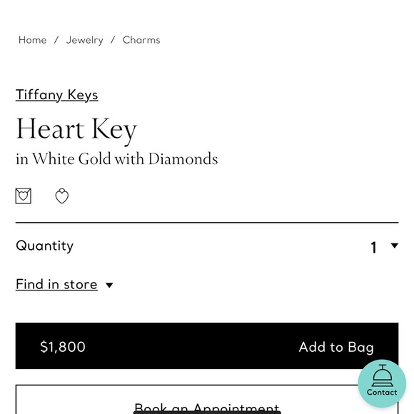 TIFFANY & CO 18k White Gold Heart Key w/ diamonds - Picture 4 of 5